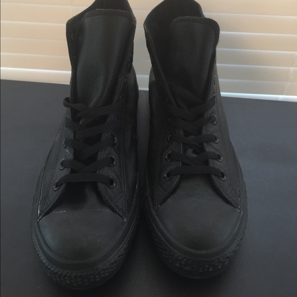 Converse All Star High Top Black on Black Leather